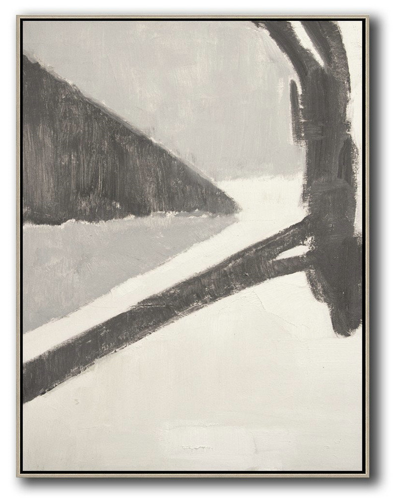 Handmade Extra Large Contemporary Painting,Vertical Palette Knife Contemporary Art,Hand Paint Large Art,White,Grey,Taupe.etc